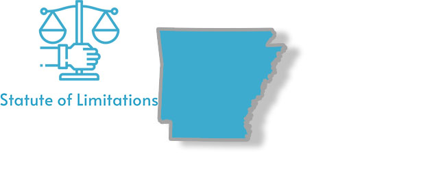 A stylized picture of Arkansas with the writing Statute of Limitations on it