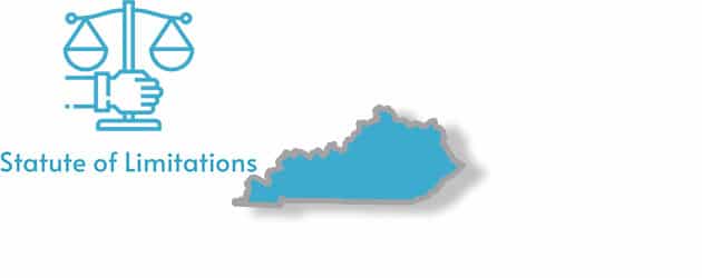 A stylized image of the state of Kentucky with the words statute of limitations overlaid on top of it