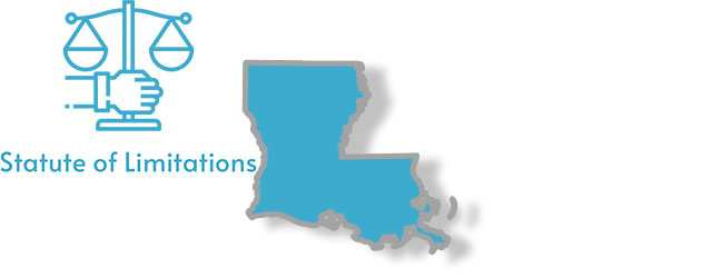 A stylized image of Louisiana with the words Statute of Limitations written on it