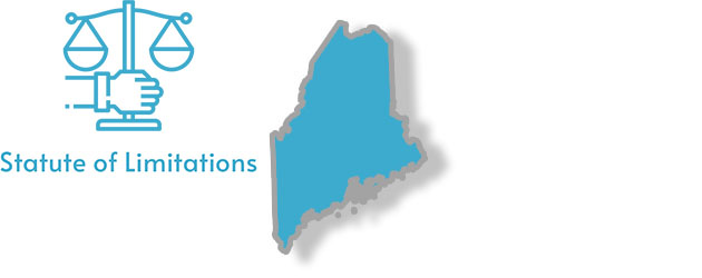 A stylized image of the state of Maine with the words Statute of Limitations written on it