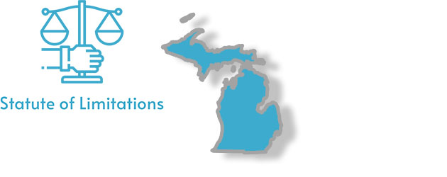 A stylized image of Michigan with the words Statute of Limitations written