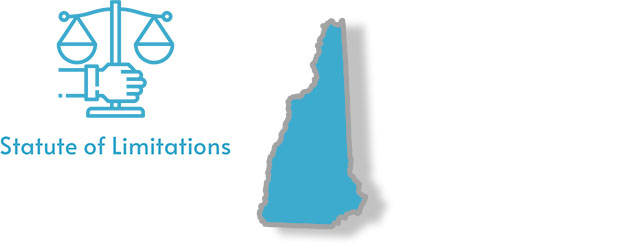 A stylized image of New Hampshire with the words Statute of Limitations overlaid